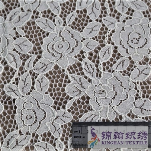 KHLF3014 Light Yellow Corded Lace Fabric