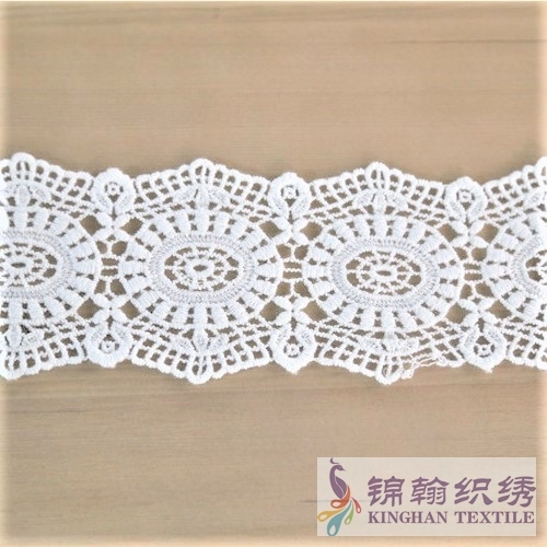 KHLT2032 7cm White Guipure Lace Trim