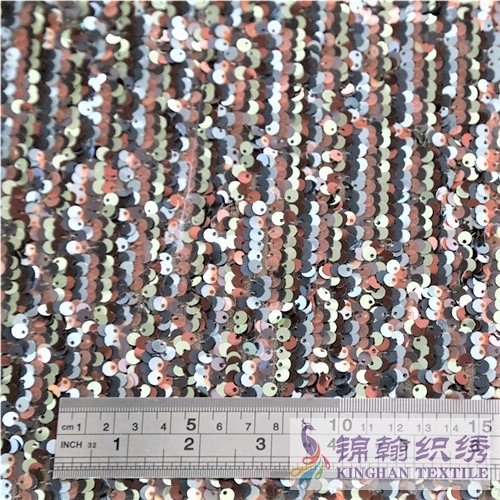 KHSF1021 5mm Muticolor Eccentric Flower Sequins Fabric