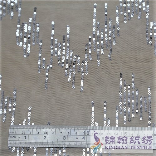 KHSF1006 3mm lightning Silver Sequins Fabric