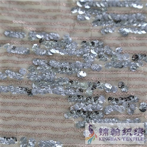 KHSF1040 5mm Silver Scallop Sequins Fabric