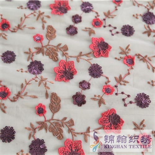 KHSF1045 5mm Purple Plum Blossom Sequins Fabric