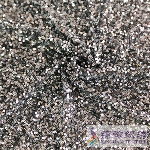 KHSF1026 5mm Silver Fluffy Sequins Fabric