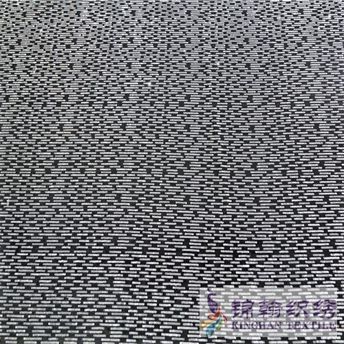 KHSF1043K 3mm Silver Overlap Sequins Fabric Embroidered on Flannel