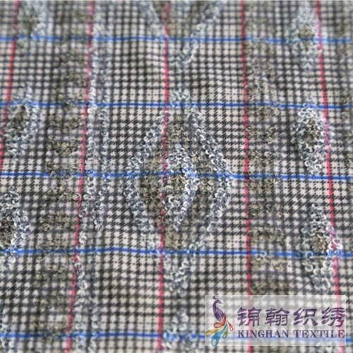 KHSF3002W 3mm Gold White Plaid Printed Sequins Embroidered on Chiffon Fabric