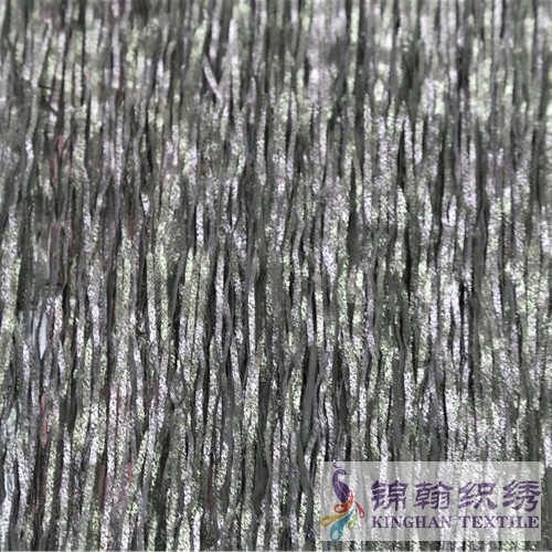 KHME6001 Black Glitter Fringe Embroidered On Mesh Fabric