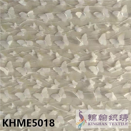 KHME5018 3D Flower Beaded Embroidered on Mesh Fabric