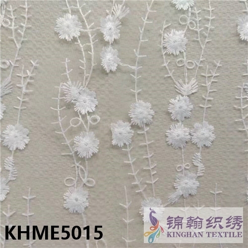 KHME5015 3D Flower Beaded Embroidered on Mesh Fabric