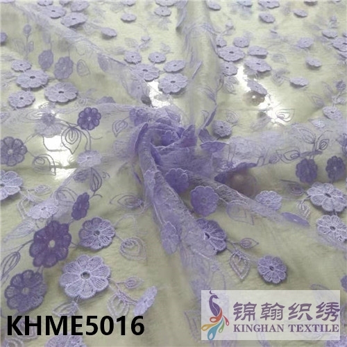 KHME5016 3D Flower Beaded Embroidered on Mesh Fabric