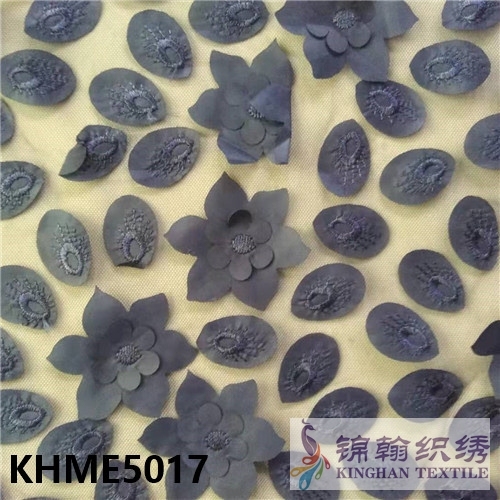 KHME5017 3D Flower Beaded Embroidered on Mesh Fabric