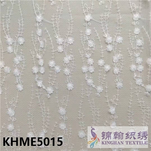 KHME5015 3D Flower Beaded Embroidered on Mesh Fabric