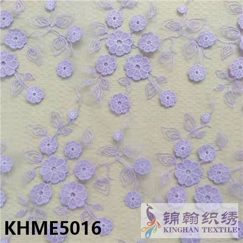 KHME5016 3D Flower Beaded Embroidered on Mesh Fabric