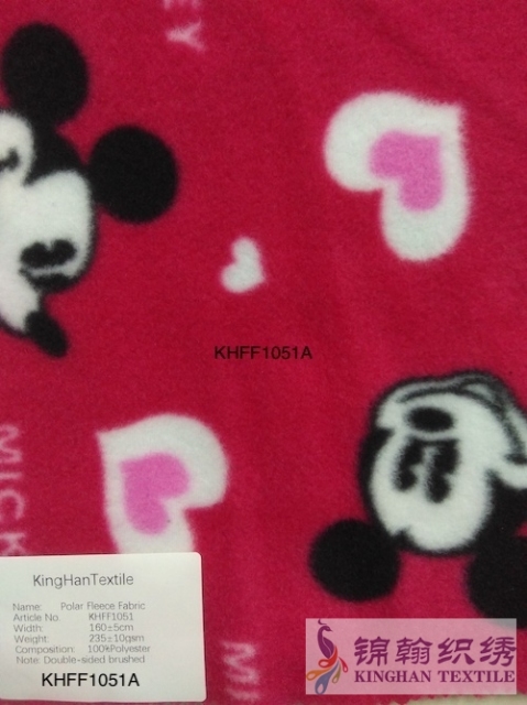 KHFF1051 Printed Polar Fleece fabrics Double-sided brushed, NO Anti pilling