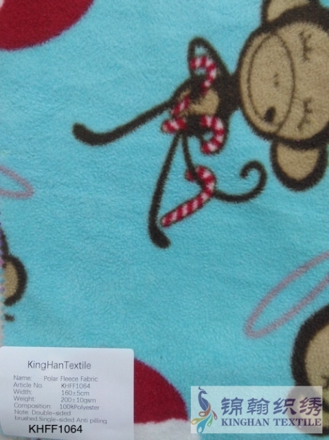 KHFF1064 Printed Polar Fleece fabrics Double-sided brushed, Single-sided Anti pilling