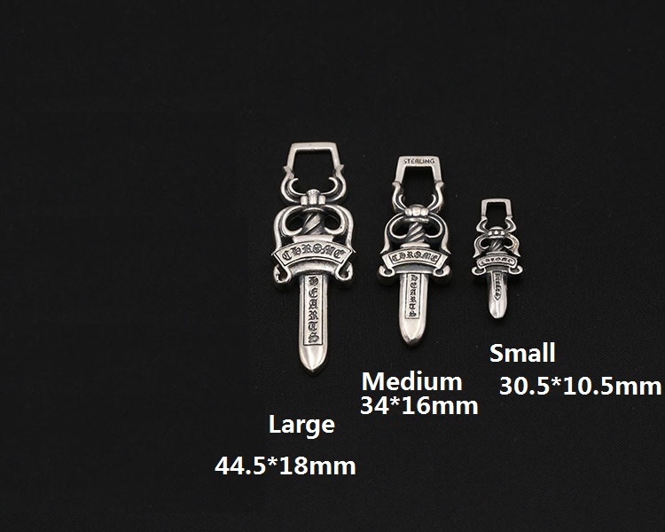 925 sterling silver sword dagger pendants handmade vintage necklaces antique silver designer punk style luxury jewelry