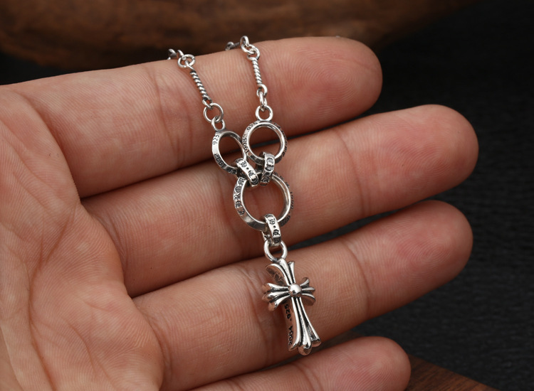 Cross Pendant Necklaces 925 Sterling Silver Link chain Vintage Gothic Punk Hip-hop Handmade Designer Luxury Fine Jewelry Accessories Gifts For Women 40 45 50 55 60 cm