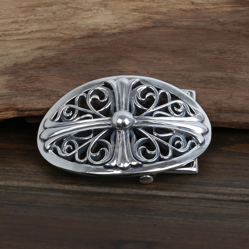 925 sterling silver handmade crosses belt buckle American European antique silver designer fashion accessories for men and women