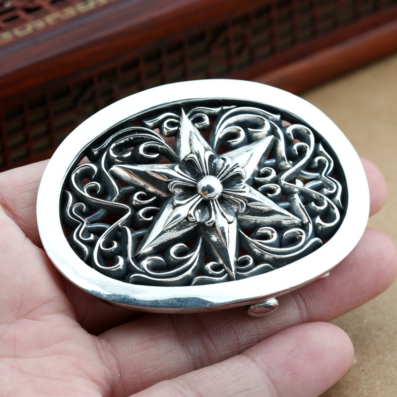 925 sterling silver handmade belt buckle American European antique silver designer fashion accessories for men and women