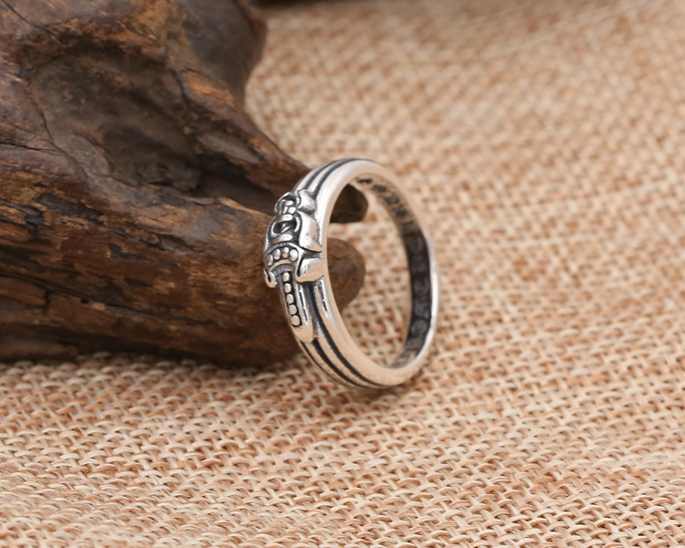 925 sterling silver handmade vintage band rings American European Gothic punk style antique silver sword designer jewelry men's women's rings