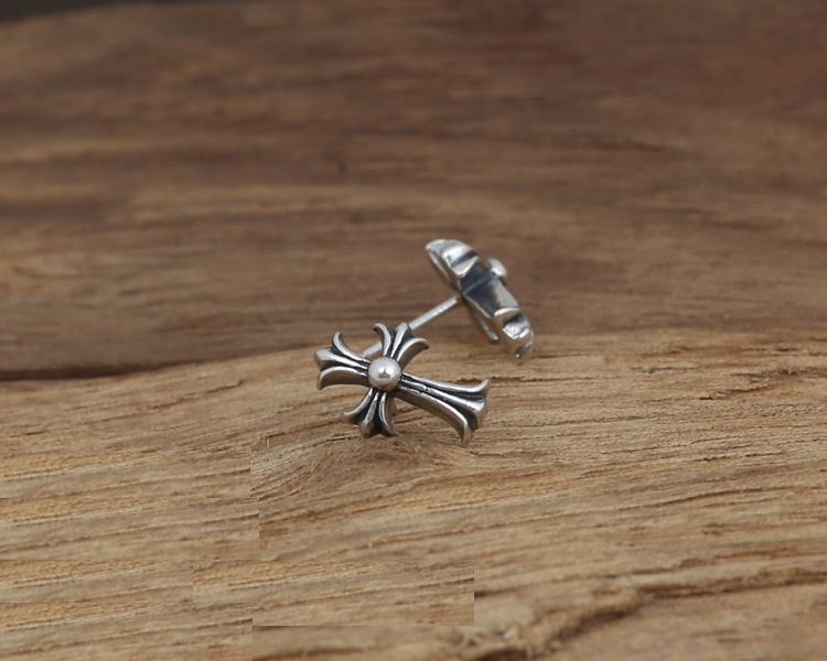 925 sterling silver handmade vintage stud earrings American European gothic punk style antique silver designer jewelry crosses earrings for women