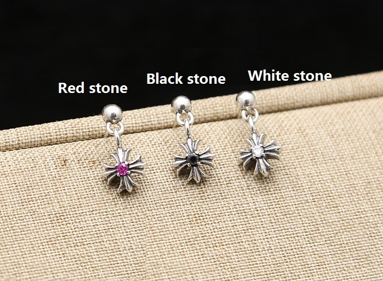 925 sterling silver handmade vintage cross dangle earrings with stones American European gothic punk style antique silver designer jewelry dangle earrings for women