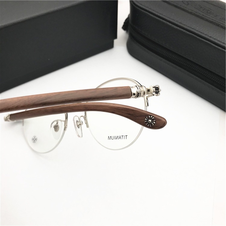 Vintage style Fahion designer glasses frame casual sports beach eyewears crosses metal frame wood legs fashion eye accessories
