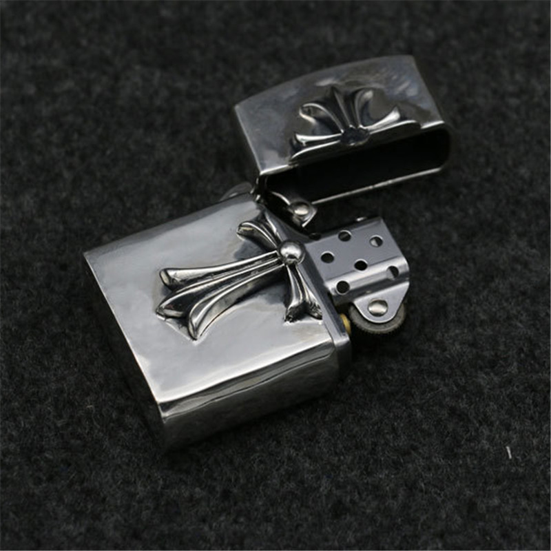 925 sterling silver handmade cross cigarette lighter high quality American European punk Gothic luxury accessories gifts