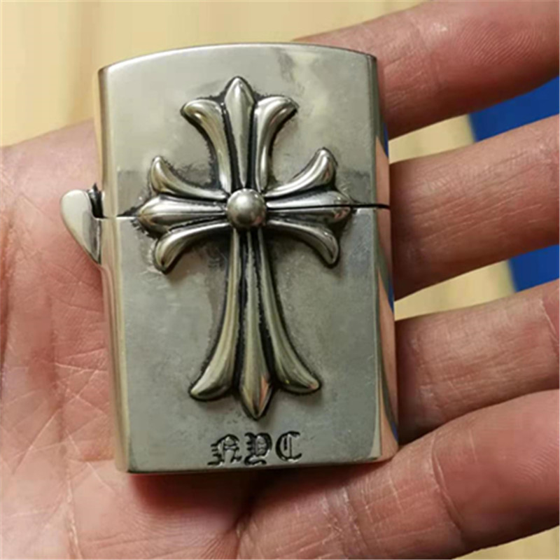 925 sterling silver handmade cross cigarette lighter high quality American European punk Gothic luxury accessories gifts