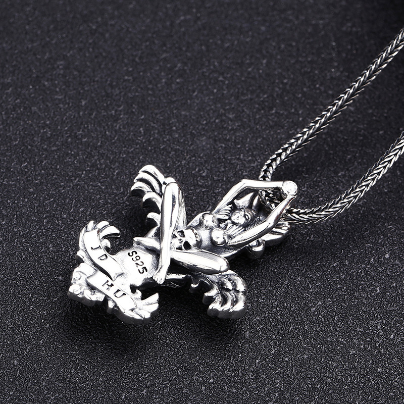 Skull Anchor Pendant Necklaces 925 Sterling Silver Vintage Gothic Punk Hiphop Antique Designer Luxury Jewelry Accessories