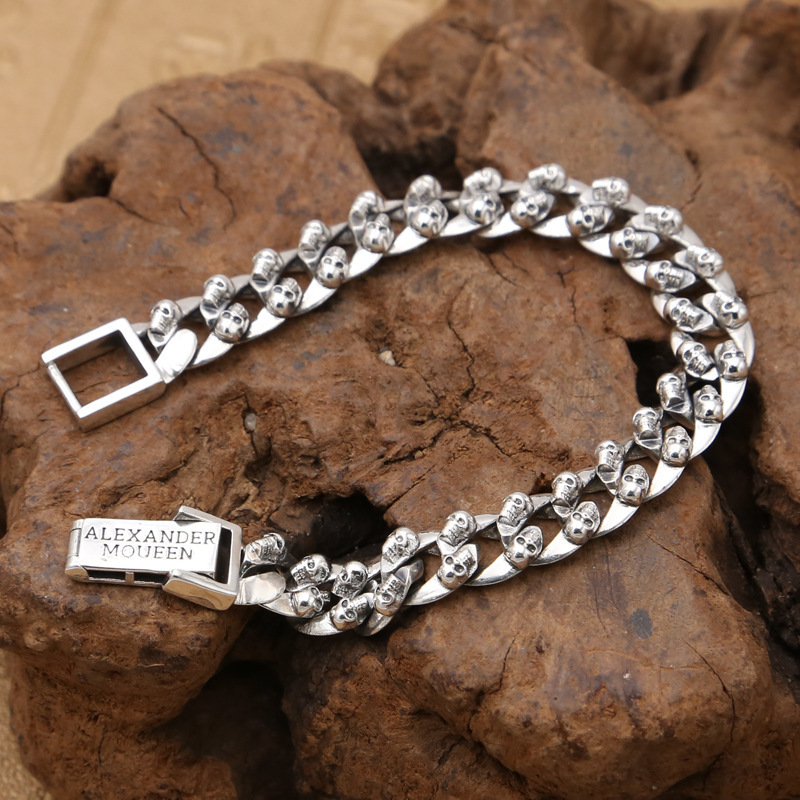 Skulls Chain Bracelets  925 Sterling Silver  Antique Vintage Links Handmade Chains Clasps Jewelry Accessories Gifts For Women