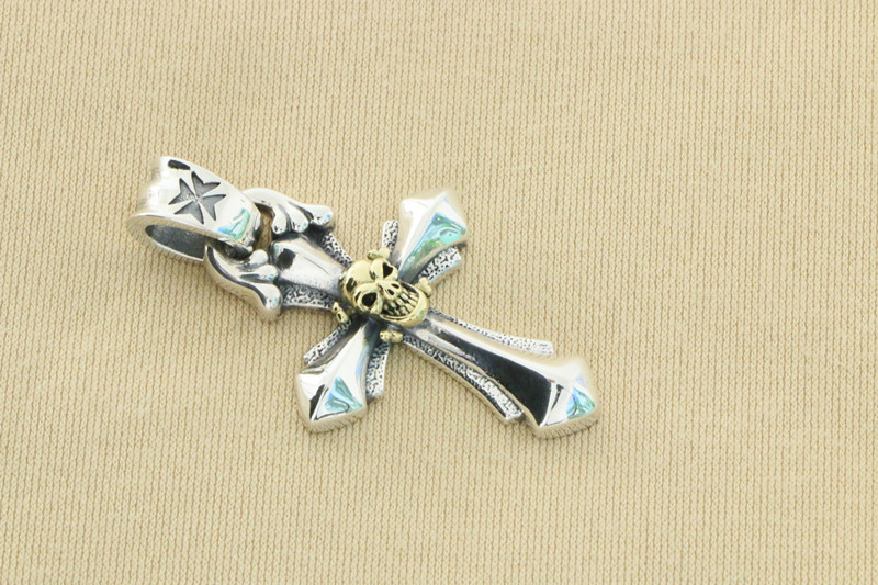 Skull Cross Pendant 925 Sterling Silver Jewelry