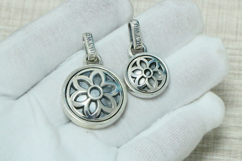 Flower Round Pendant 925 Sterling Silver Jewelry
