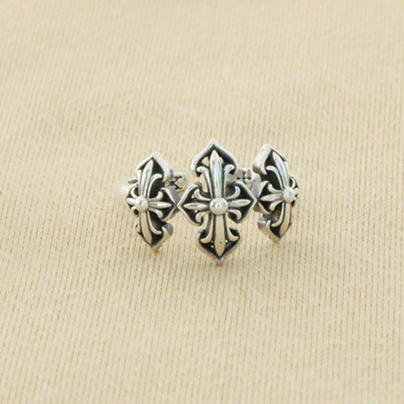 Floral Crosses Adjustable Ring 925 Sterling Silver Jewelry