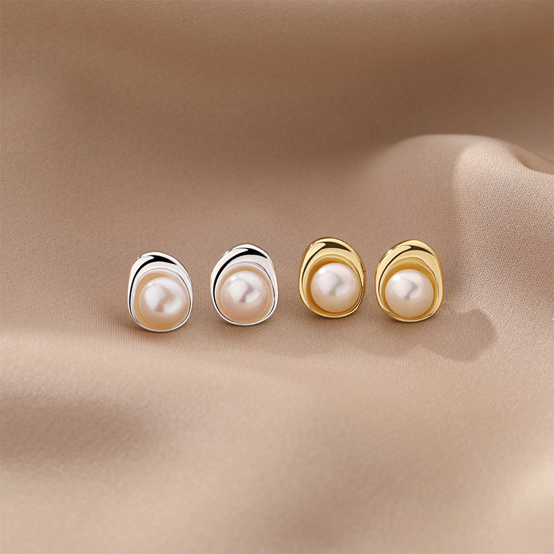 Pearl Stud Earrings 925 Sterling Silver Jewelry