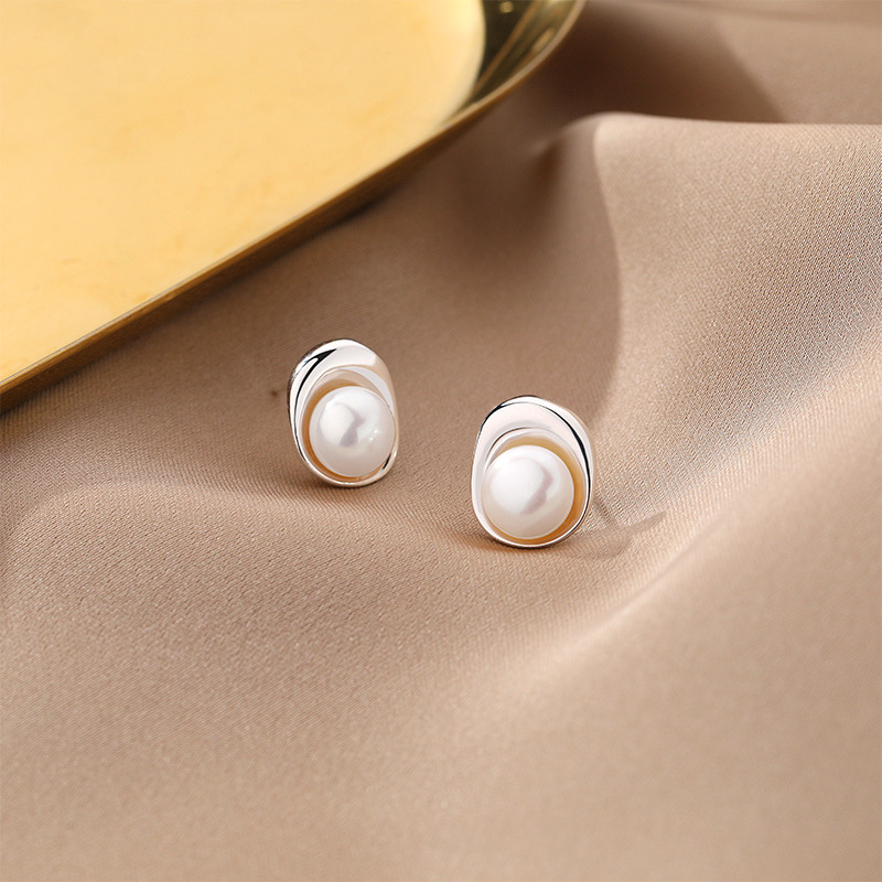 Pearl Stud Earrings 925 Sterling Silver Jewelry