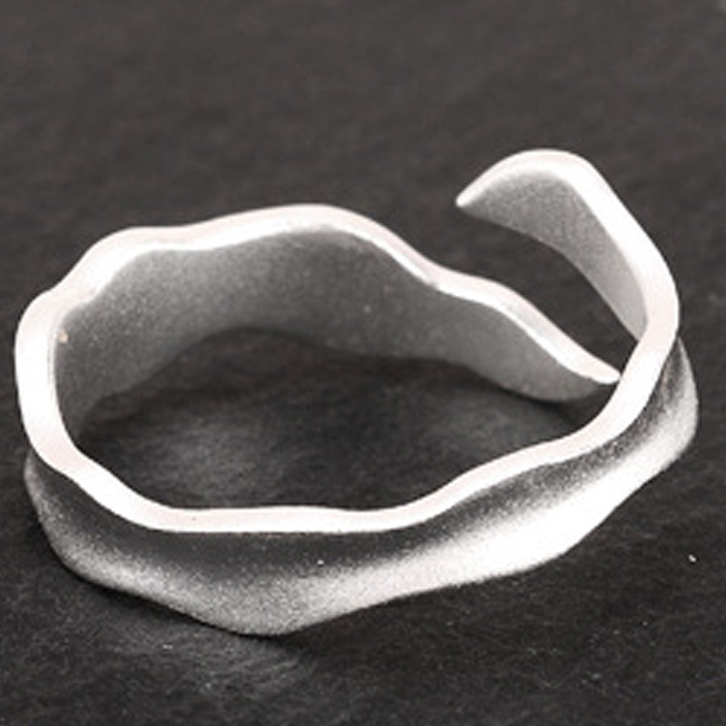 Irregular Ribbon Texture Adjustable Ring 925 Sterling Silver Jewelry