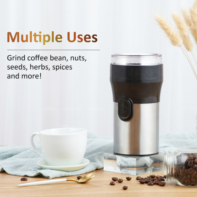Coffee Grinder Electric Spice & Nut Grinder with Stainless Steel Blade, One Button Coffee Bean Grinder for Coffee Grounds, Grains,Herbs