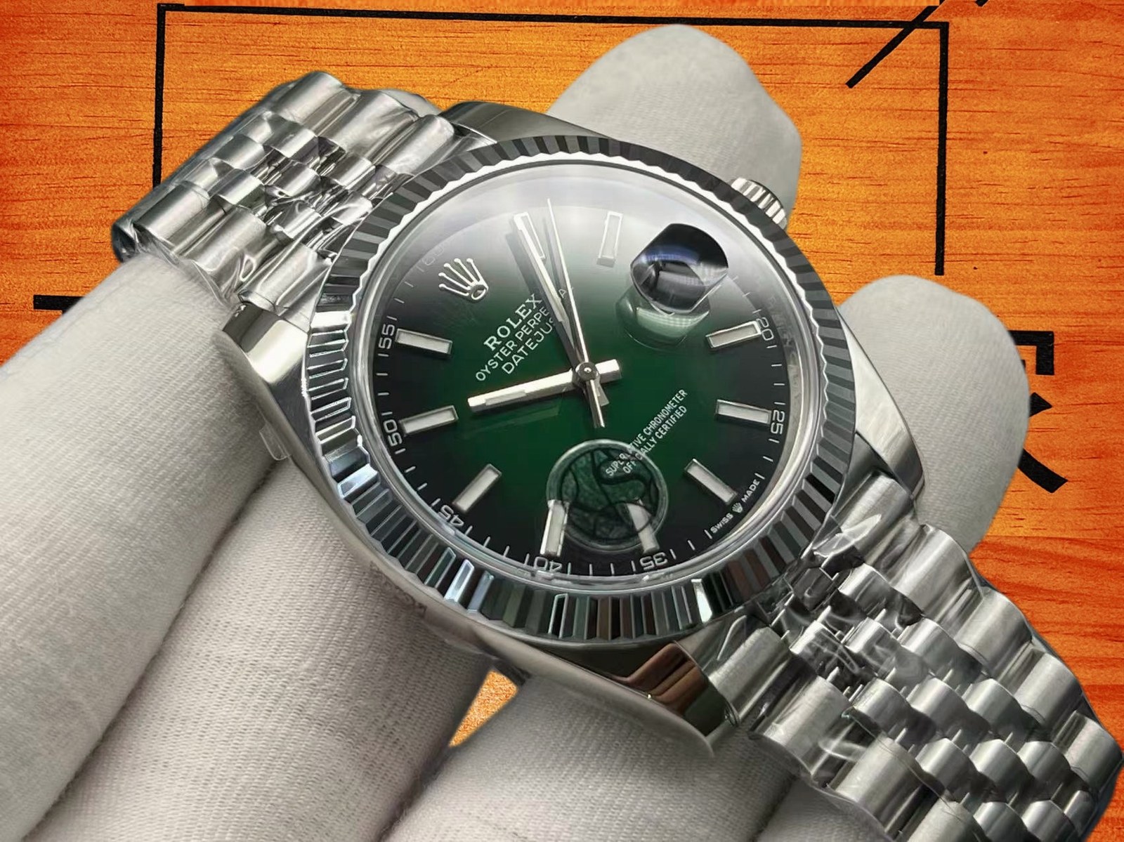 台灣復刻錶DJ41綠面手腕實戴照 勞力士Datejust41綠面復刻上手佩戴