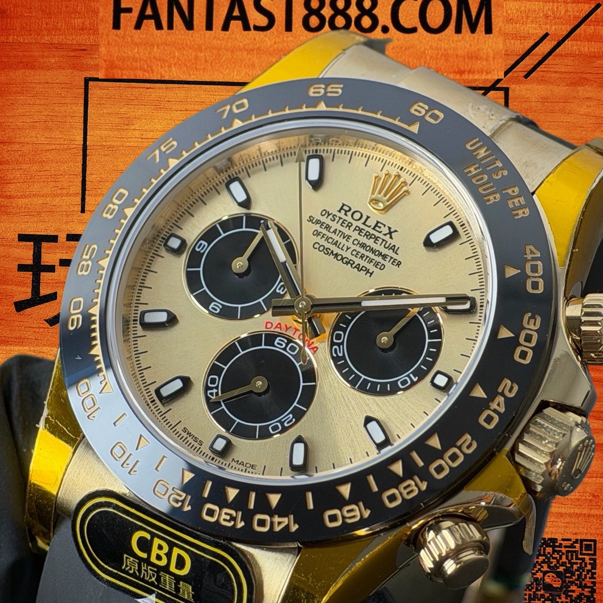 高仿勞力士 CBD廠 配重 Cosmograph Daytona 116508 黃金黑圈 香檳金盤 棕色monobloc計時盤 4130機芯 復刻腕錶 實拍 2
