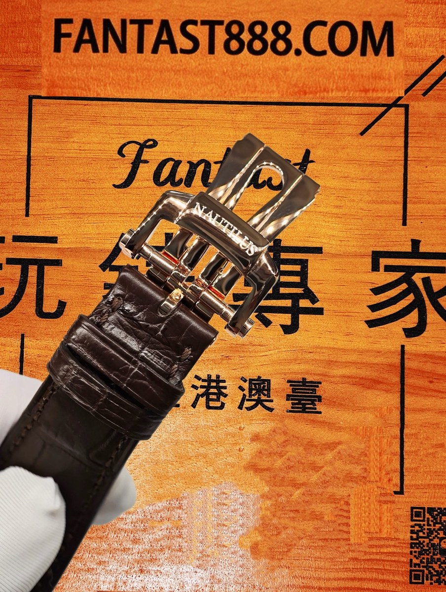 客定改裝 Patek Philippe 百達翡麗 Nautilus 5711 18K厚金包裹 玫瑰金 灰面橫紋 鱷魚皮錶帶 復刻腕錶 實拍 6