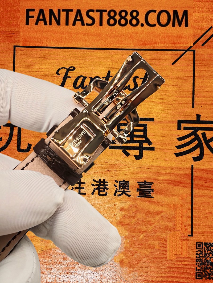客定改裝 Patek Philippe 百達翡麗 Nautilus 5711 18K厚金包裹 玫瑰金 灰面橫紋 鱷魚皮錶帶 復刻腕錶 實拍 7