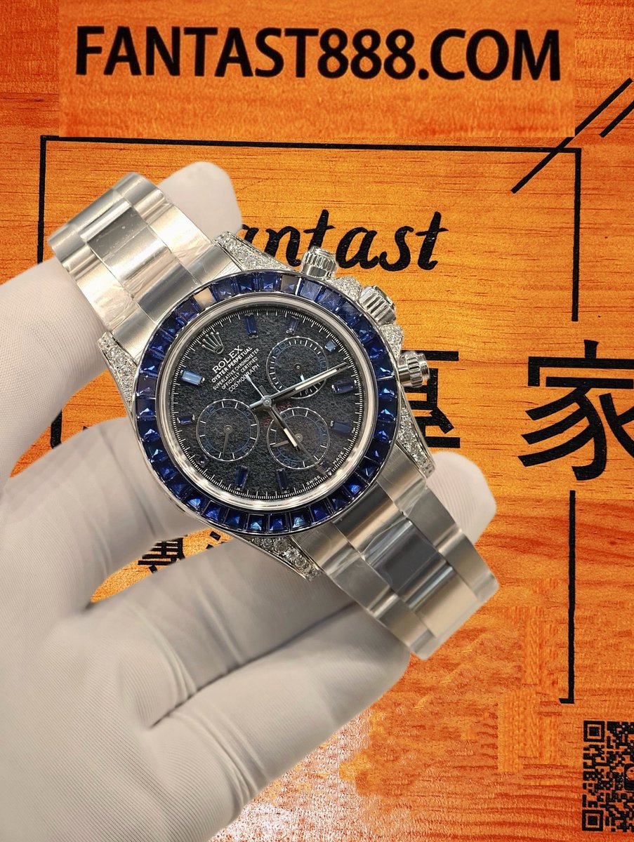 客定改裝 勞力士 Cosmograph Daytona 116509 隱藏款「Hidden Gem」 SW培育藍寶石梯方整圈 配重殼套約210g 904L鋼 復刻腕錶 實拍 2