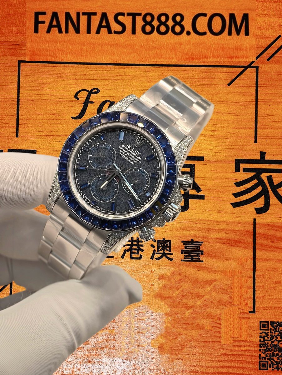客定改裝 勞力士 Cosmograph Daytona 116509 隱藏款「Hidden Gem」 SW培育藍寶石梯方整圈 配重殼套約210g 904L鋼 復刻腕錶 實拍 4