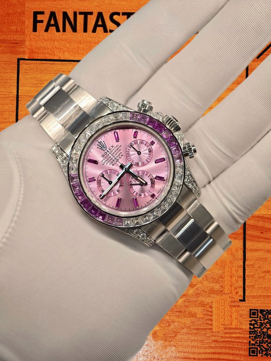 客定改裝 勞力士 Cosmograph Daytona 隱藏寶石款 紫水晶版 904L鋼 SW定制培育紫寶石+莫桑鑽整圈表圈 CNC配重殼套 丹東4130機芯 18K包厚金 復刻腕錶 實拍 2