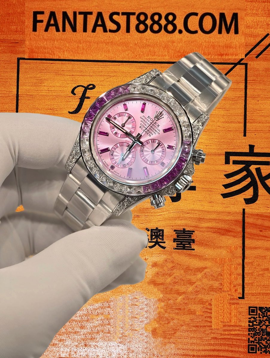 客定改裝 勞力士 Cosmograph Daytona 隱藏寶石款 紫水晶版 904L鋼 SW定制培育紫寶石+莫桑鑽整圈表圈 CNC配重殼套 丹東4130機芯 18K包厚金 復刻腕錶 實拍 3
