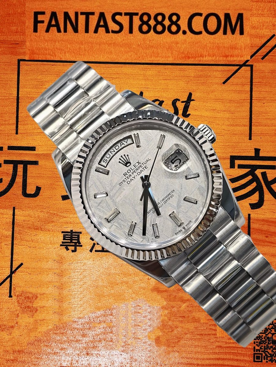 客定改裝 勞力士 Day-Date 36mm 配重殼套約207g 904L鋼 SW天然隕石盤 三角坑紋外圈 總統鏈帶 18K包厚金 復刻腕錶 實拍 3