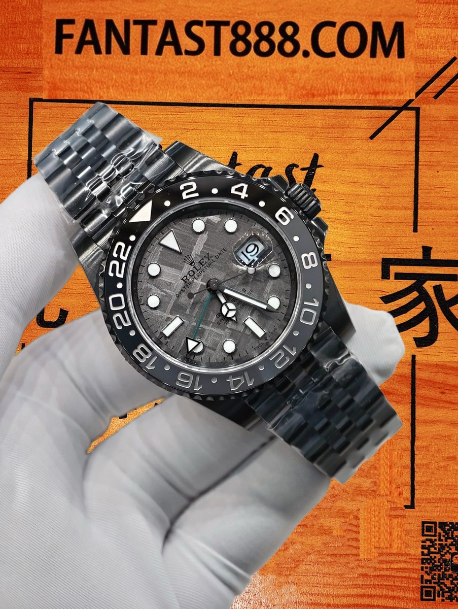 客定改裝 勞力士 GMT-Master II 紅藍圈 126719BLRO 40mm IP電鍍黑漆殼 SW代用真隕石錶盤 雙時區 復刻腕錶 實拍 2