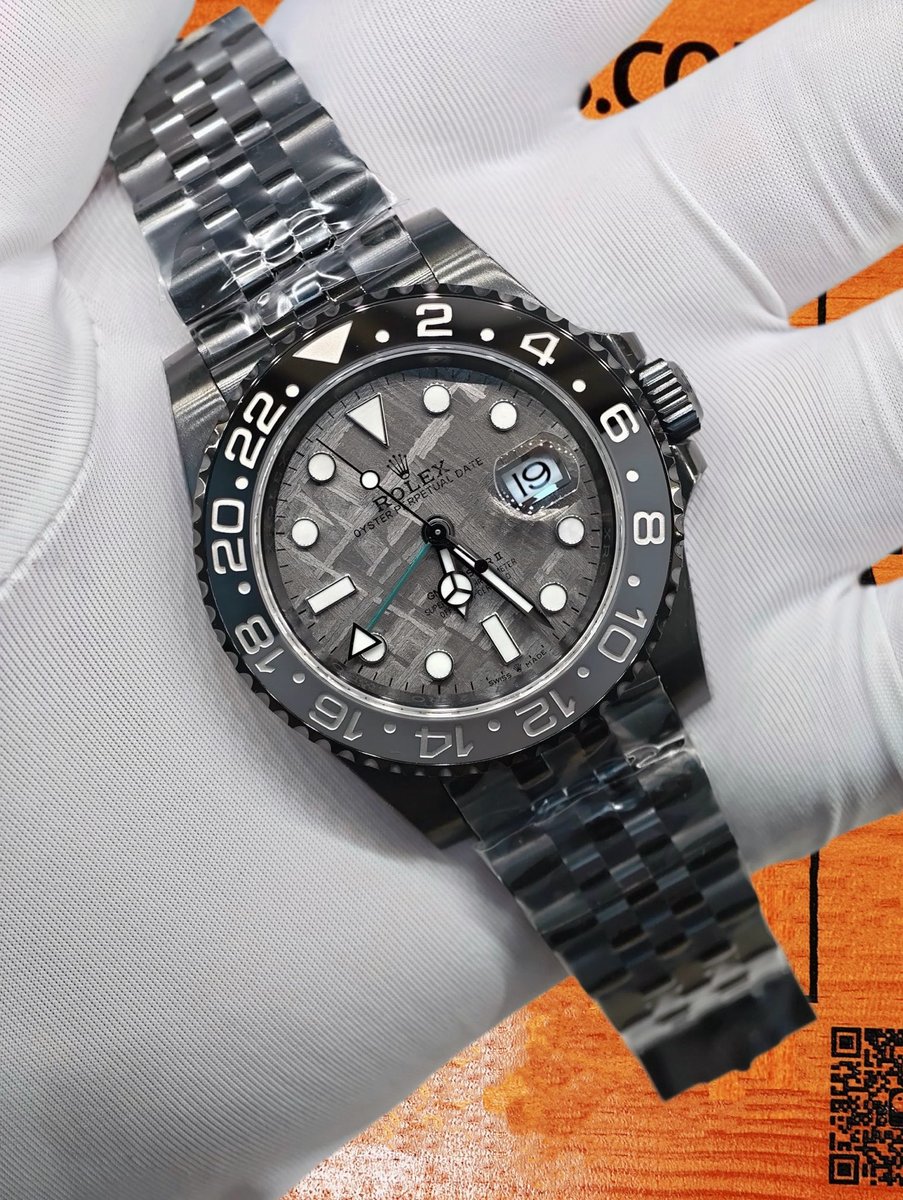 客定改裝 勞力士 GMT-Master II 紅藍圈 126719BLRO 40mm IP電鍍黑漆殼 SW代用真隕石錶盤 雙時區 復刻腕錶 實拍 3