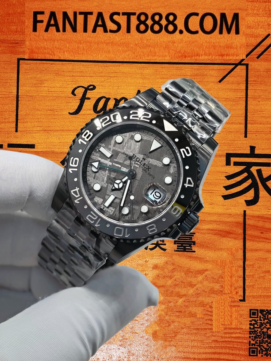 客定改裝 勞力士 GMT-Master II 紅藍圈 126719BLRO 40mm IP電鍍黑漆殼 SW代用真隕石錶盤 雙時區 復刻腕錶 實拍 4