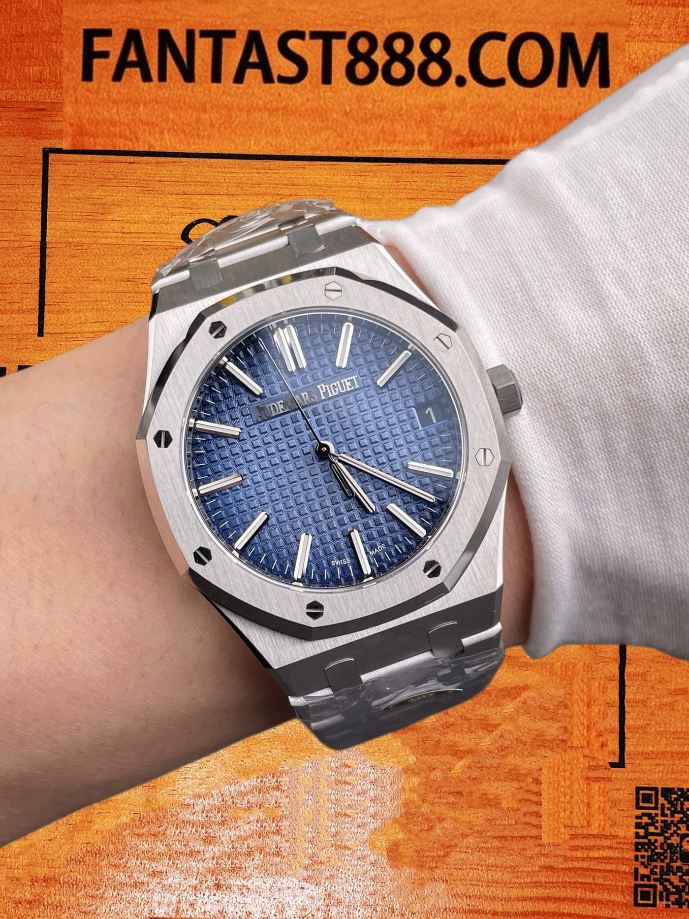 高仿愛彼-皇家橡樹15510-冰藍盤41mm-4302機配重178G-DDF廠復刻腕錶 實拍 9
